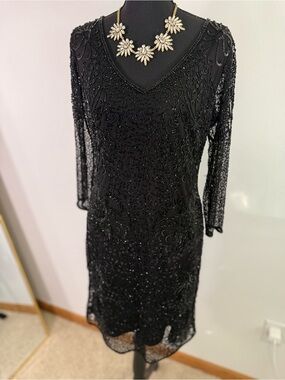 pisarro nights black beaded dress NEW wTag-Pisarro Nights Black Embellished/Beaded Formal Dress 2